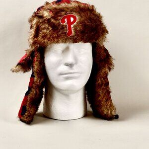 MLB Philadelphia Phillies Plaid Trapper Hat W/ Faux Fur Lining w/ Ear Flaps